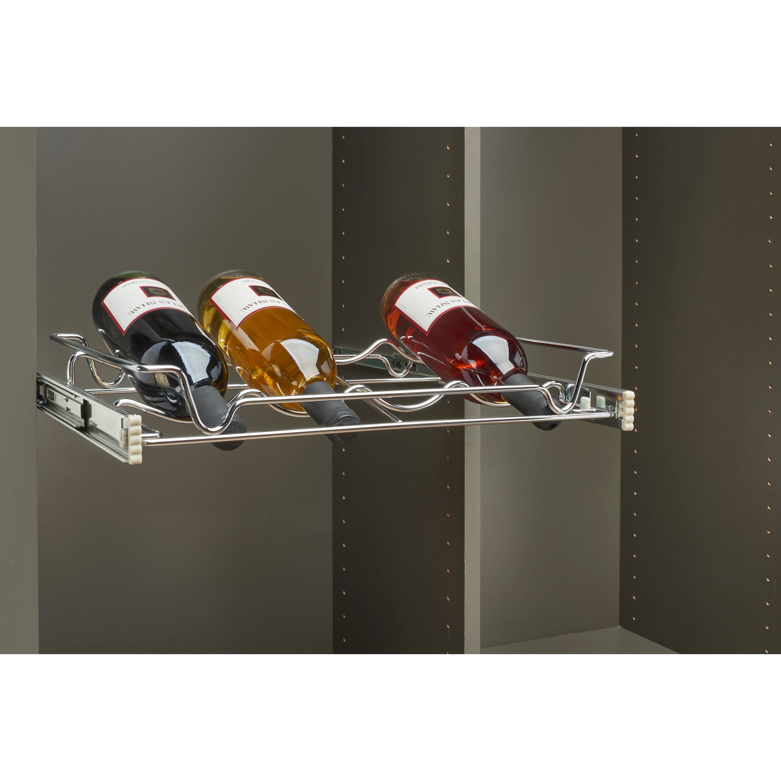 18 in Deluxe Sliding Wine Rack Chrome  18 in (457 mm) W x 14 in (356 mm) D x 2.36 in (60 mm) H