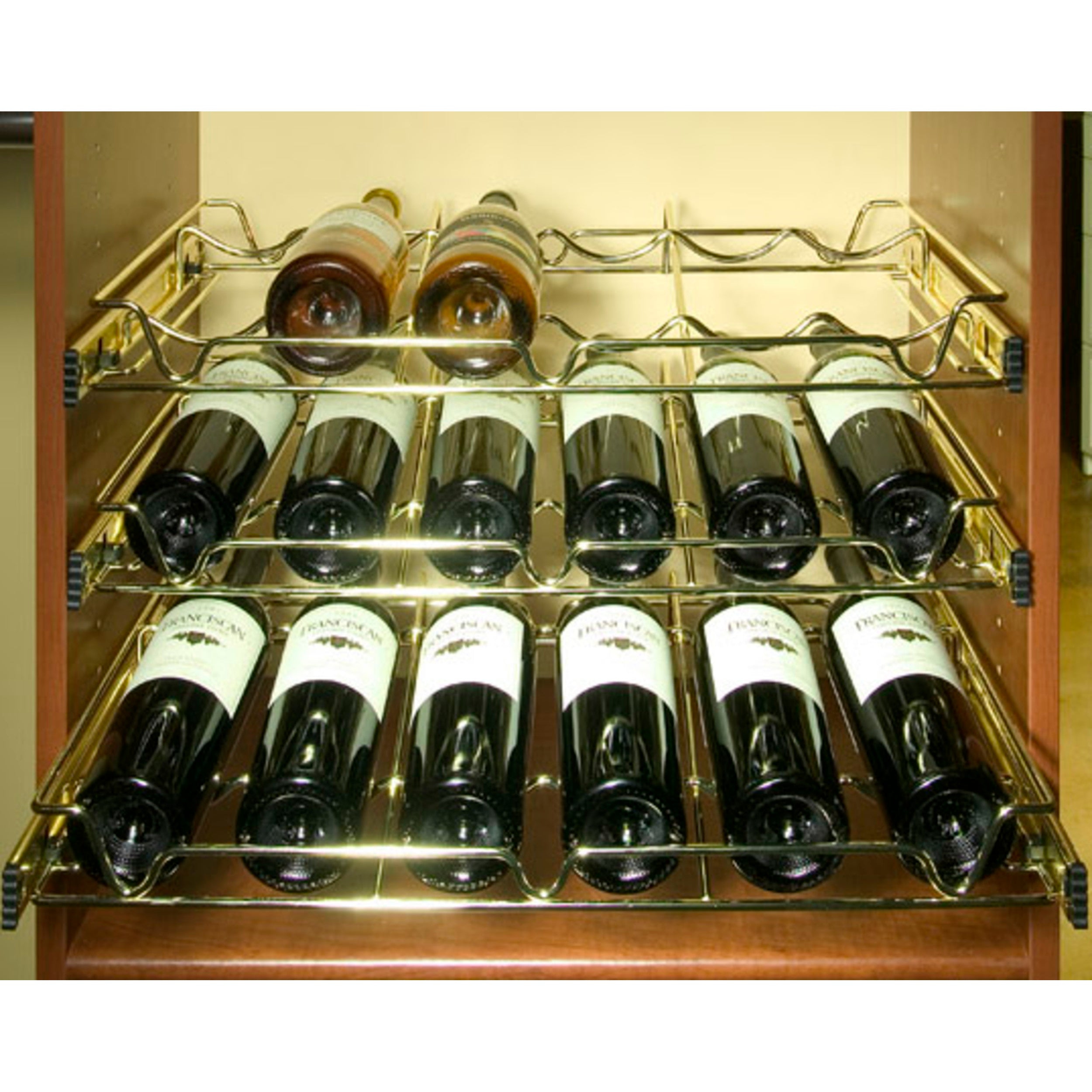 18 in Deluxe Sliding Wine Rack Chrome  18 in (457 mm) W x 14 in (356 mm) D x 2.36 in (60 mm) H