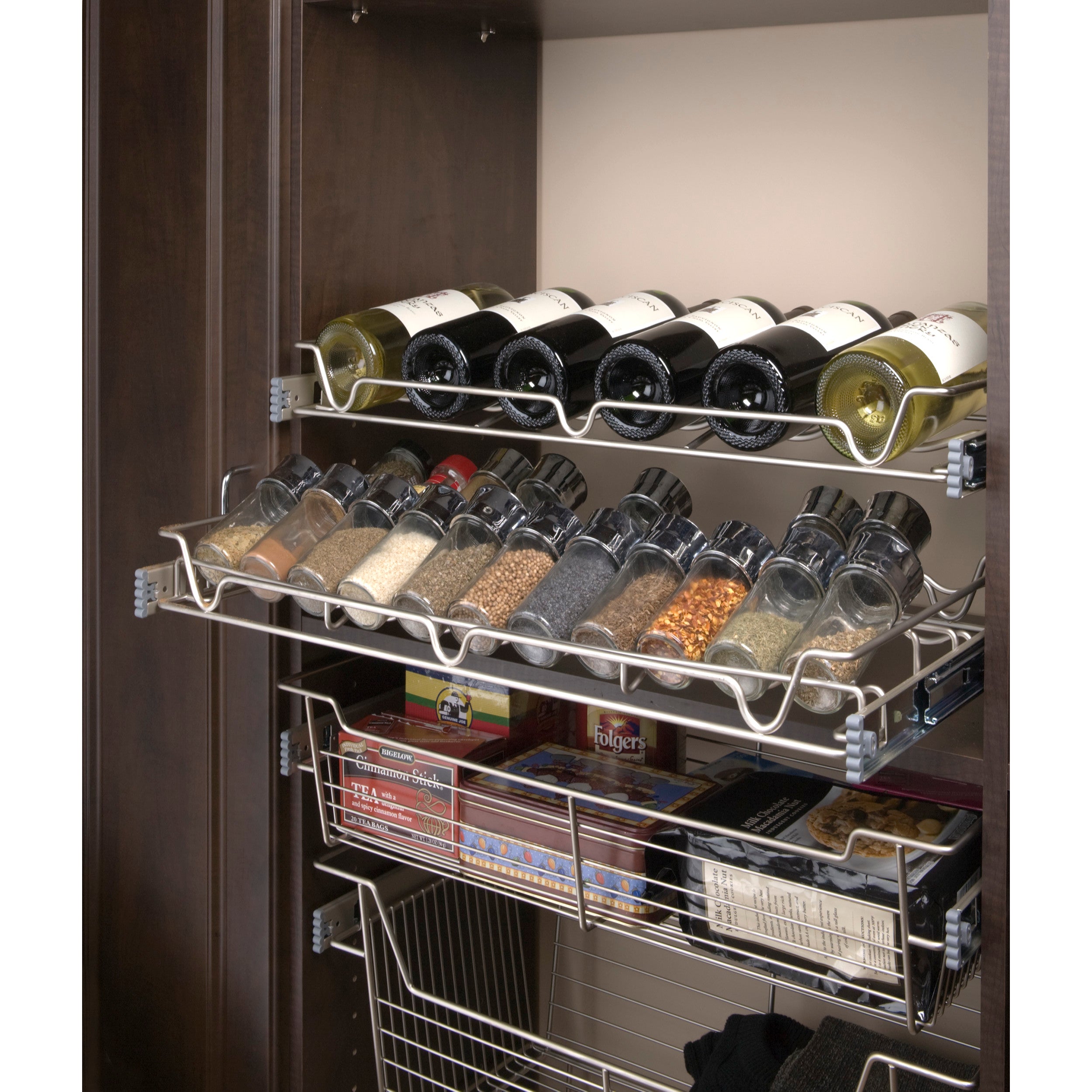 24 in Deluxe Sliding Spice/Can Rack Chrome  24 in (610 mm) W x 14 in (356 mm) D x 2.36 in (60 mm) H