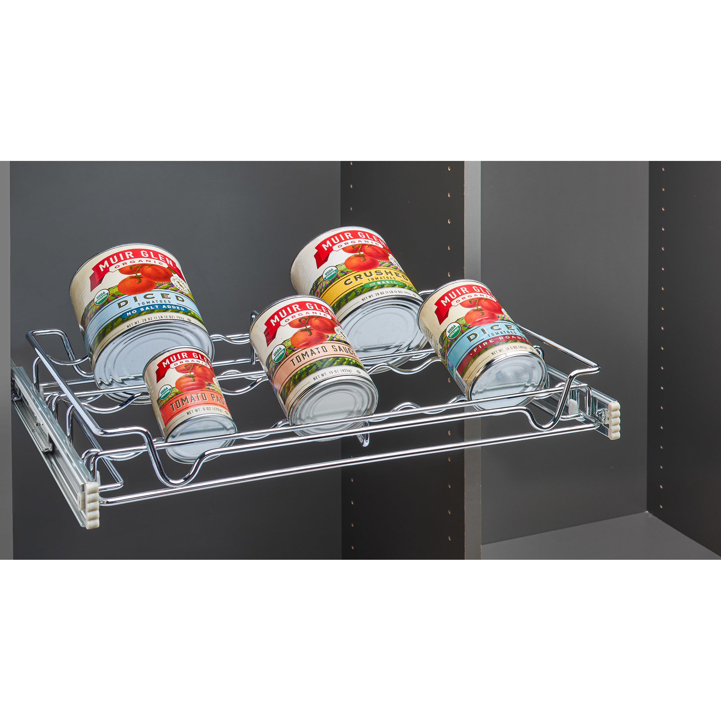 30 in Deluxe Sliding Spice/Can Rack Chrome  30 in (762 mm) W x 14 in (356 mm) D x 2.36 in (60 mm) H