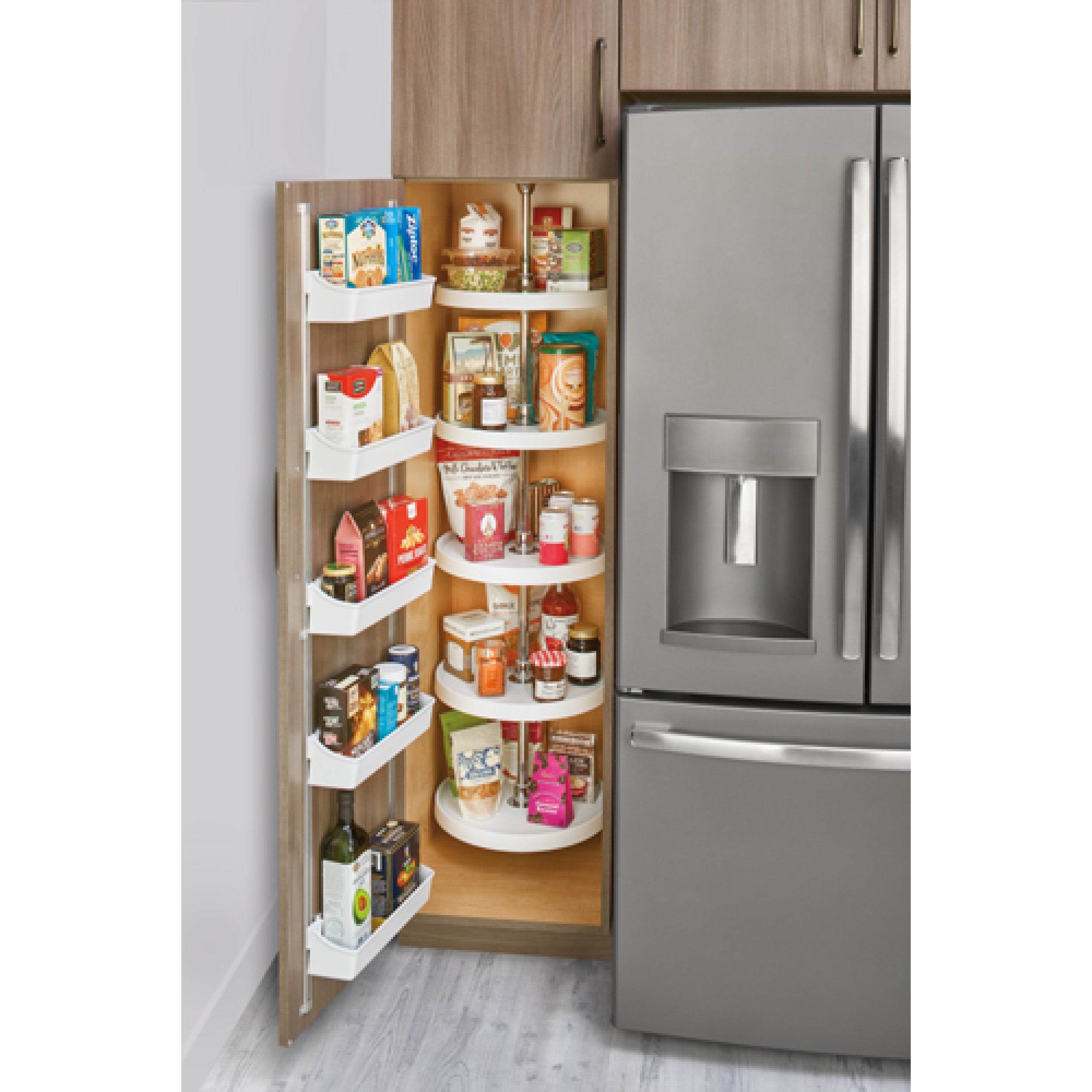 16 in White Polymer Pantry Full Circle Lazy Susans White  16 in (406 mm) W x 16 in (406 mm) D x 56 in (1422 mm) H
