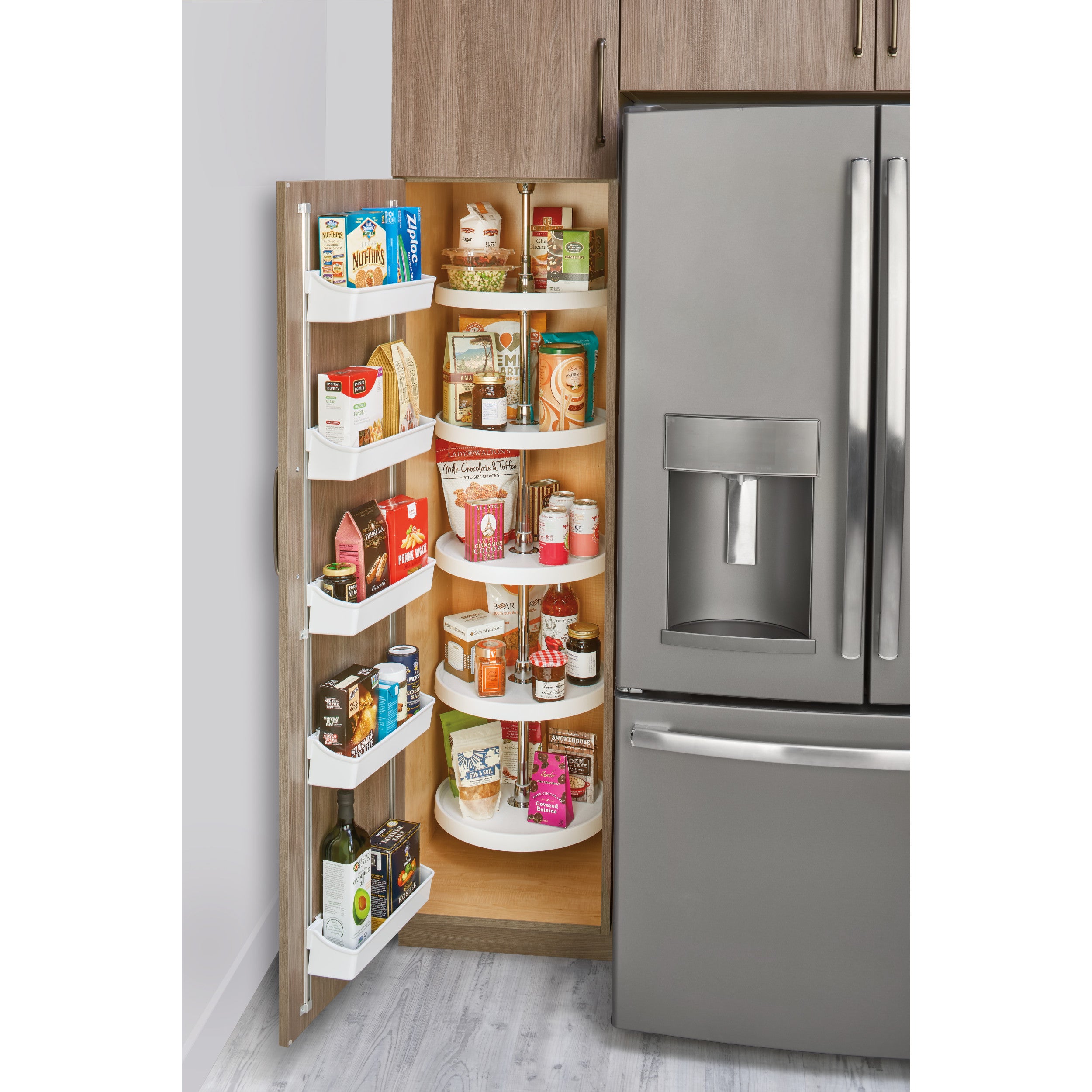 18 in Almond Polymer Pantry Full Circle Lazy Susans Almond  18 in (457 mm) W x 18 in (457 mm) D x 56 in (1422 mm) H