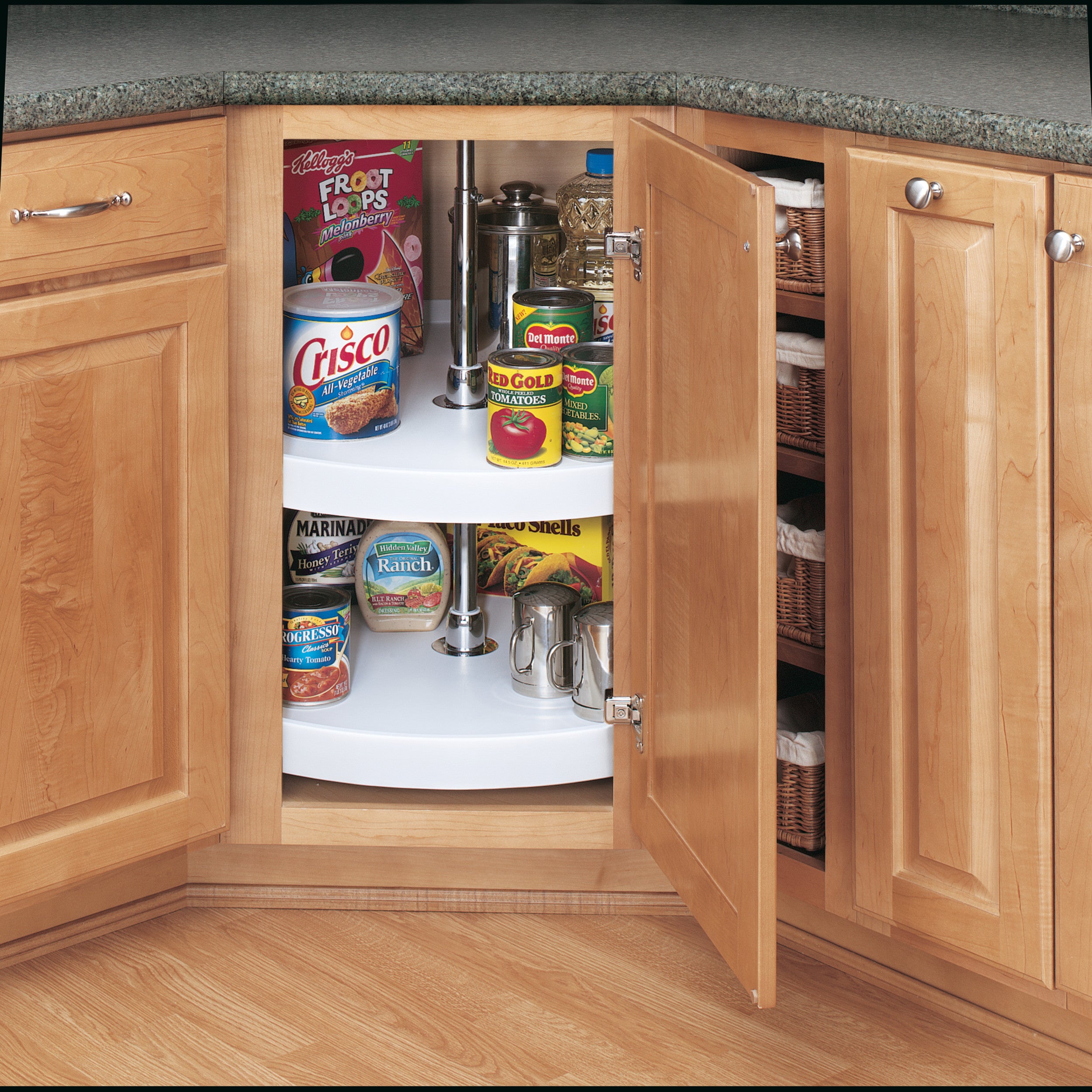 28 in White Polymer Full Circle Lazy Susans 2-Shelf White  28 in (711 mm) W x 28 in (711 mm) D x 26 in (660 mm) H