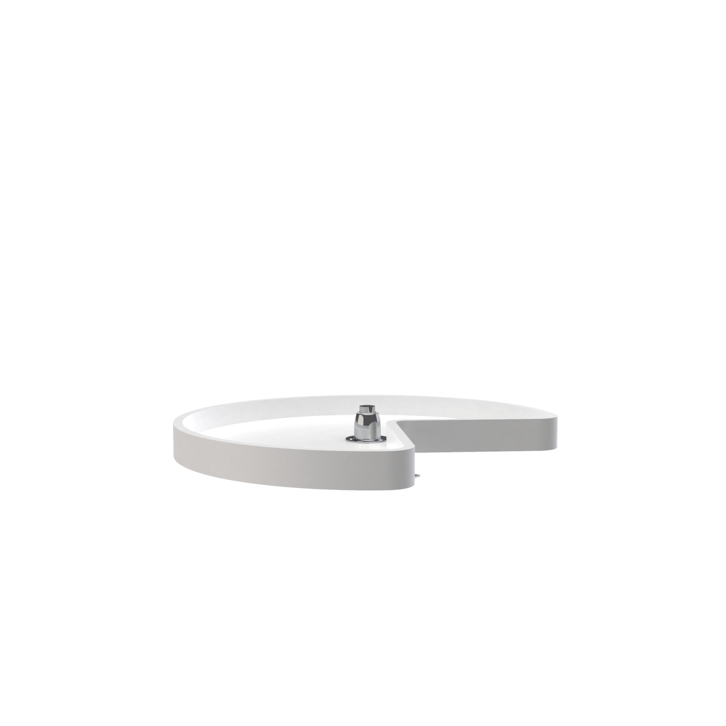 24 in White Polymer Kidney Lazy Susan w/bottom mount White  24 in (610 mm) W x 24 in (610 mm) D x 5 in (127 mm) H