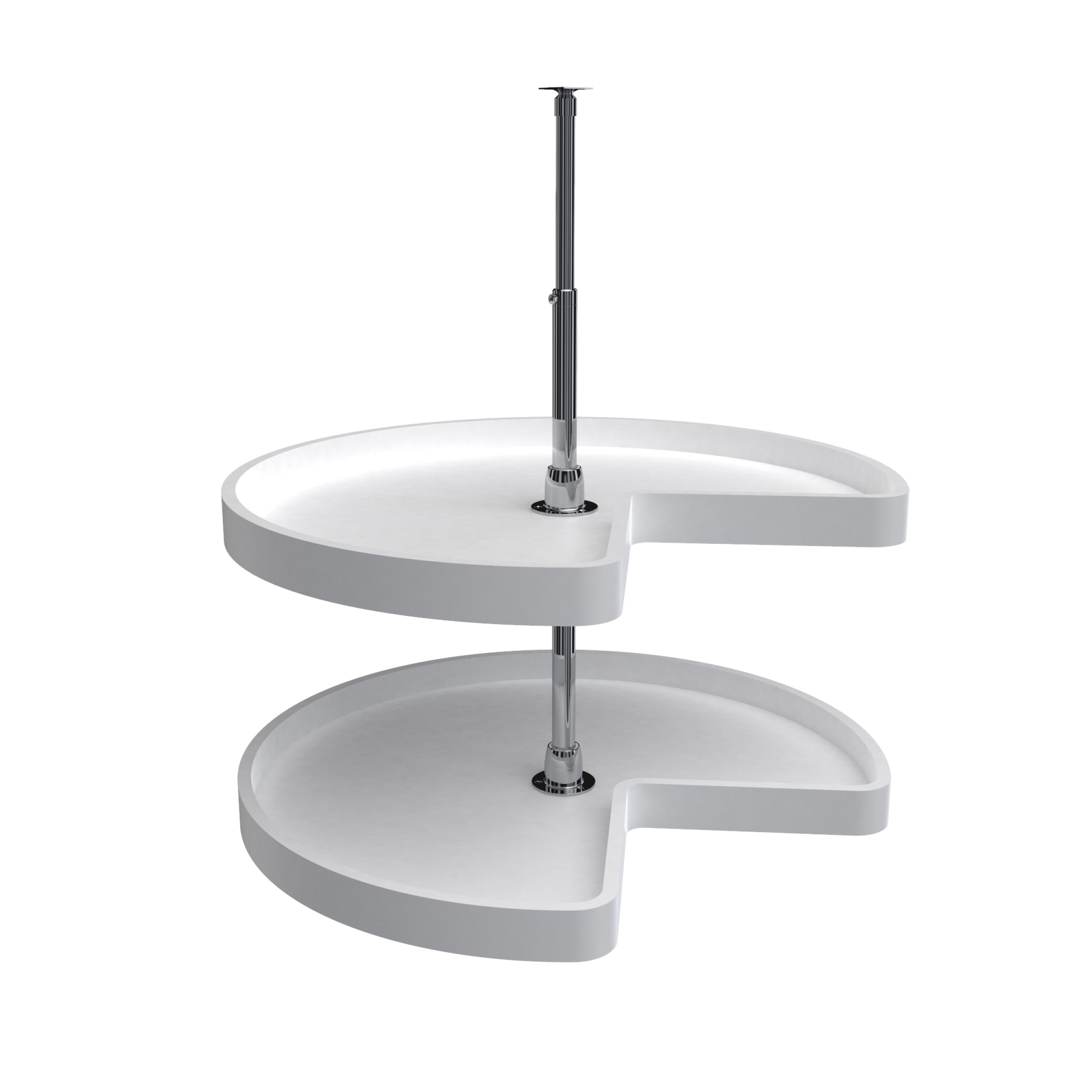 28 in White Polymer Kidney Lazy Susans 2-Shelf White  28 in (711 mm) W x 28 in (711 mm) D x 26 in (660 mm) H
