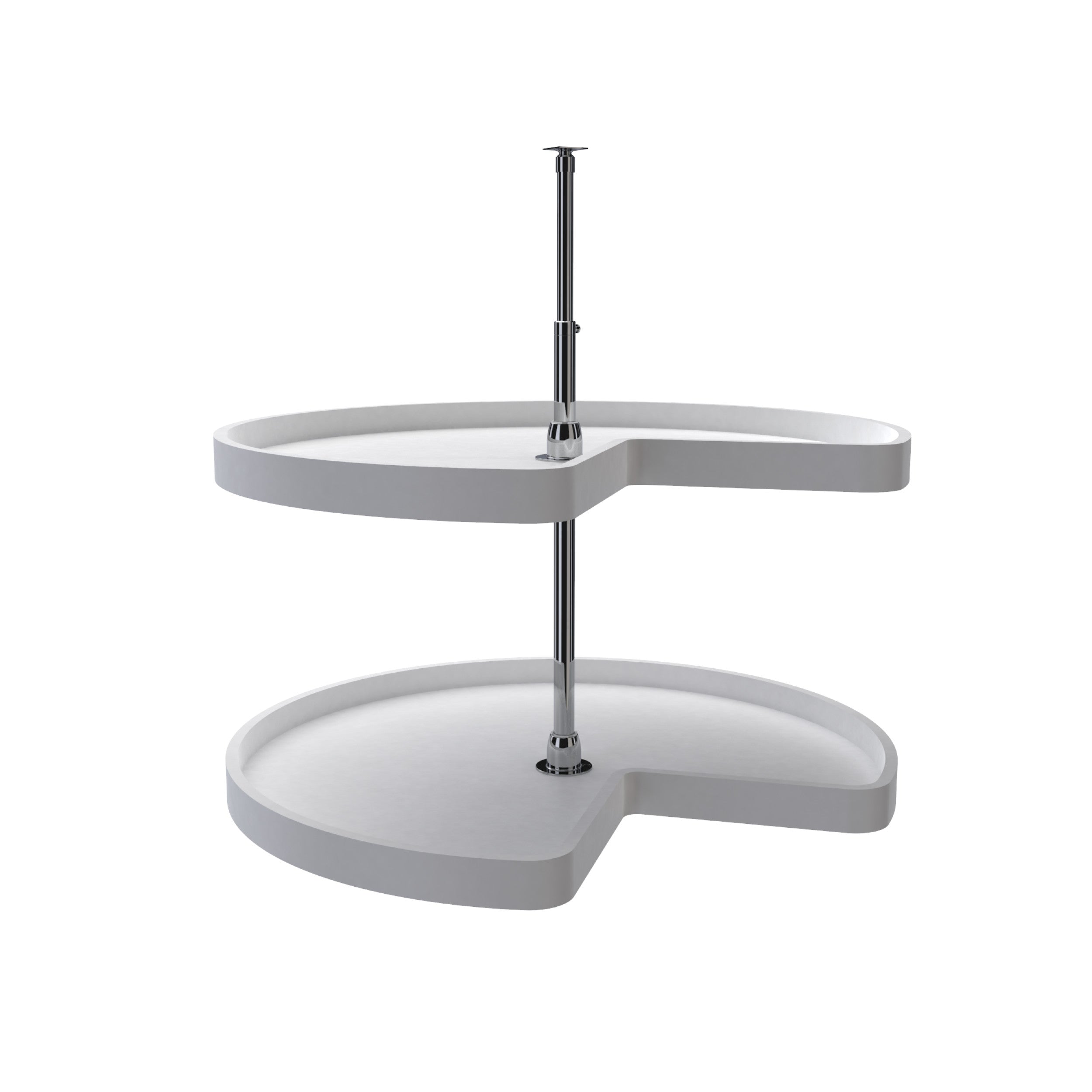 32 in White Polymer Kidney Lazy Susans 2-Shelf White  32 in (813 mm) W x 32 in (813 mm) D x 26 in (660 mm) H