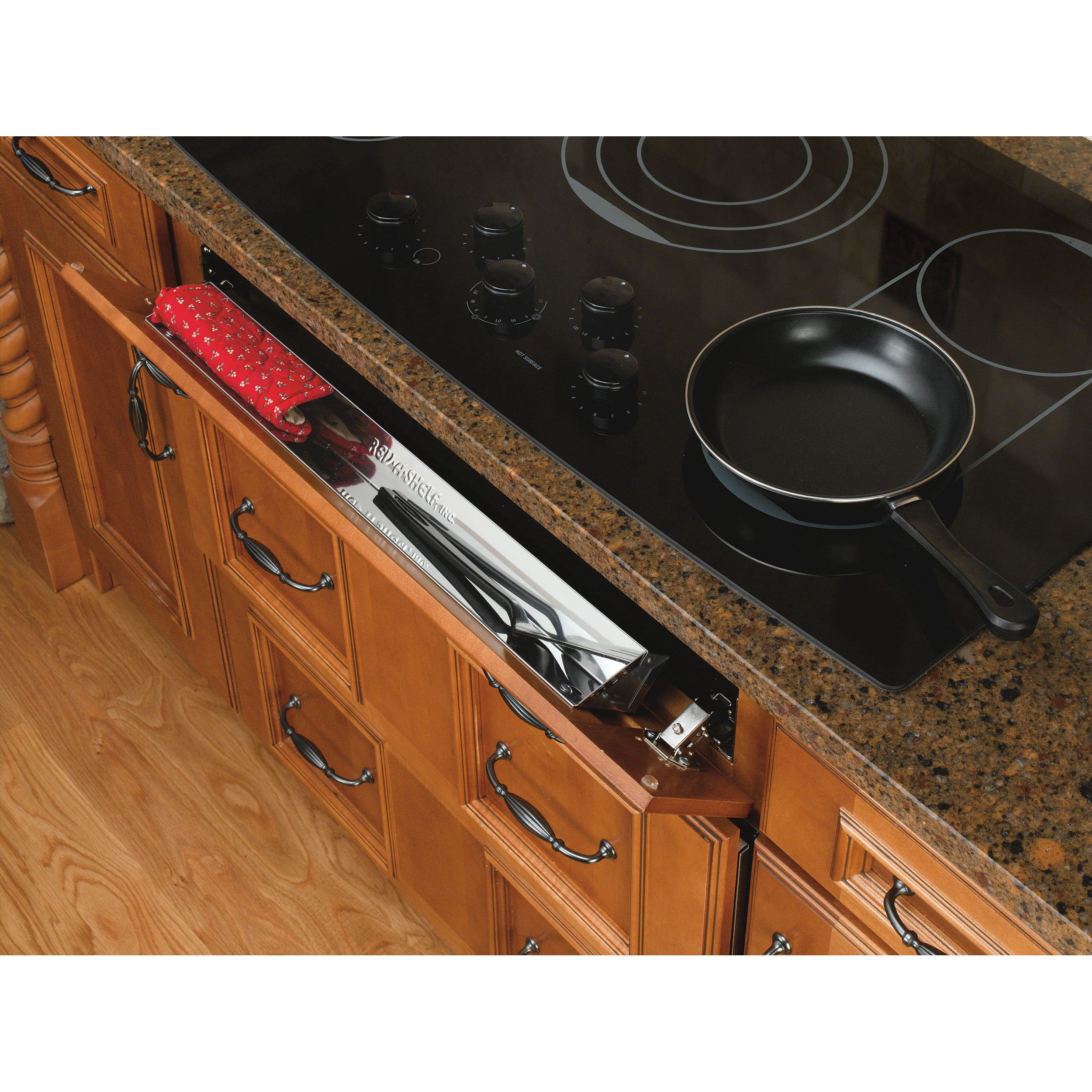 22 in Stainless Steel Tip-Out Tray Silver  22 in (559 mm) W x 1.69 in (43 mm) D x 3 in (76 mm) H