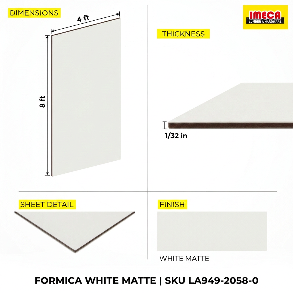 LAM WHITE MATTE 4x8 1/32
