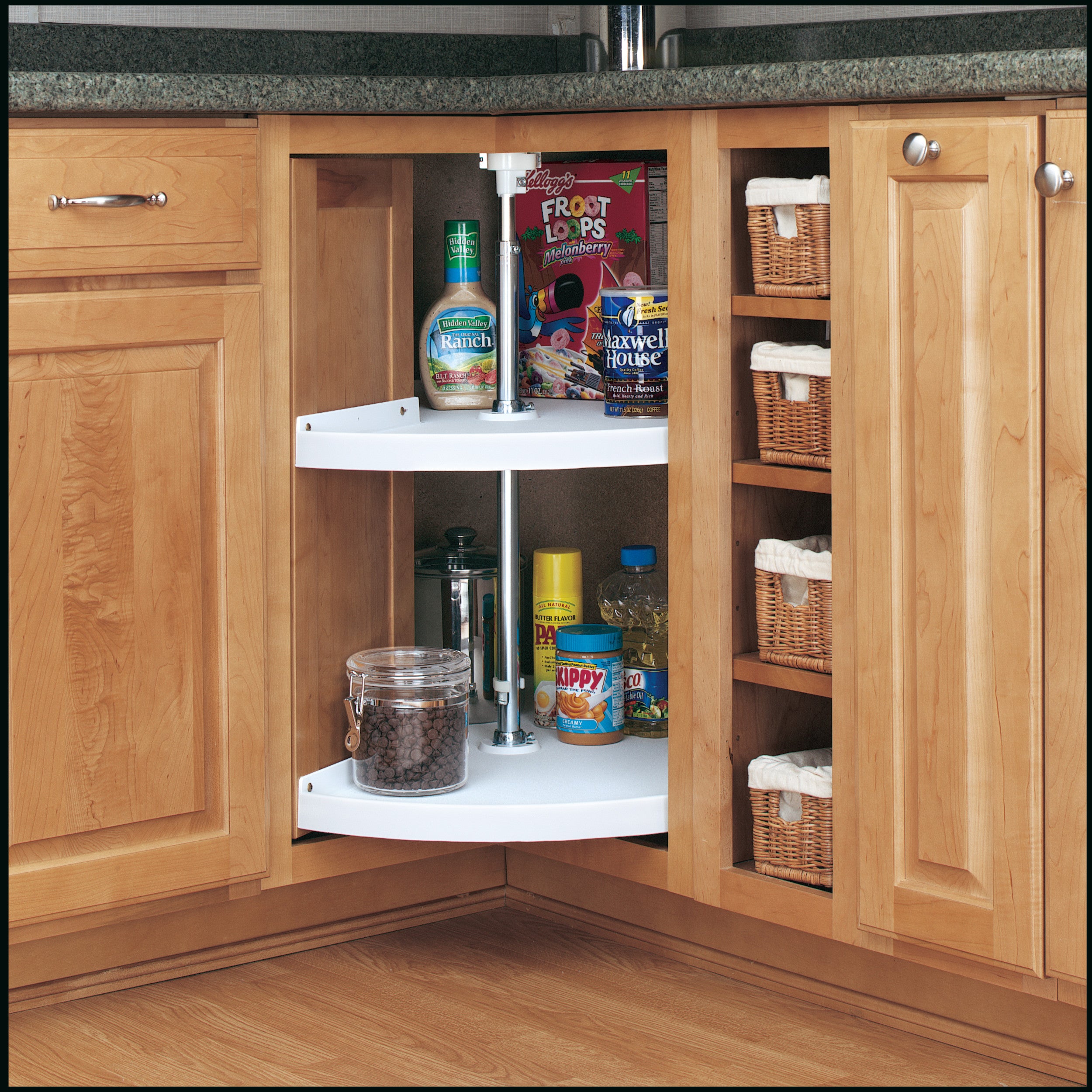 24 in White Polymer Pie-Cut Lazy Susans 2-Shelf White  24 in (610 mm) W x 24 in (610 mm) D x 26 in (660 mm) H