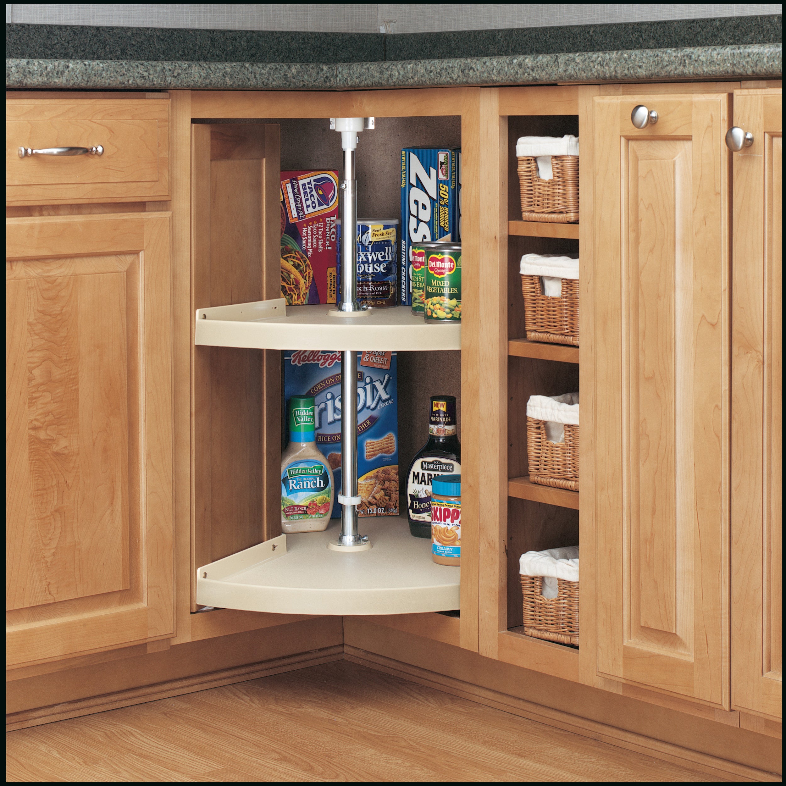 28 in Almond Polymer Pie-Cut Lazy Susans 2-Shelf Almond  28 in (711 mm) W x 28 in (711 mm) D x 26 in (660 mm) H