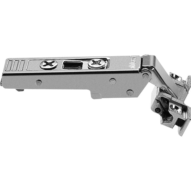 Blum CLIP top 120° hinge for aluminum frame door, straight-arm, self closing, screw-on