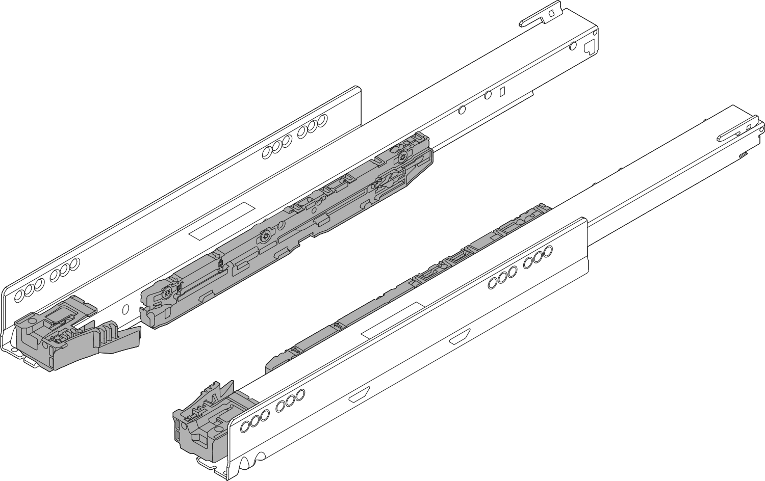 LEGRABOX cabinet profile with BLUMOTION S, full extension, 70 kg, NL=550 mm, right+left