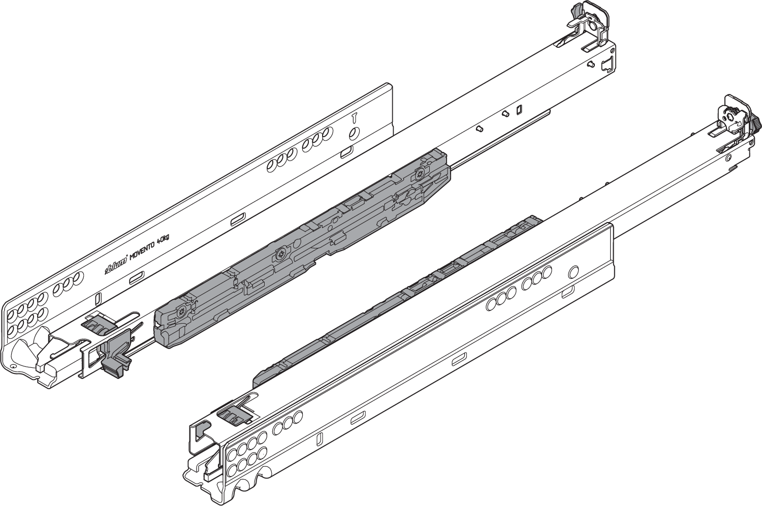 MOVENTO 763 - full extension drawer runners 15'' Zinc-Plated