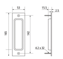 BARN DOOR FLUSH HANDLE 165X53MM MT BLK