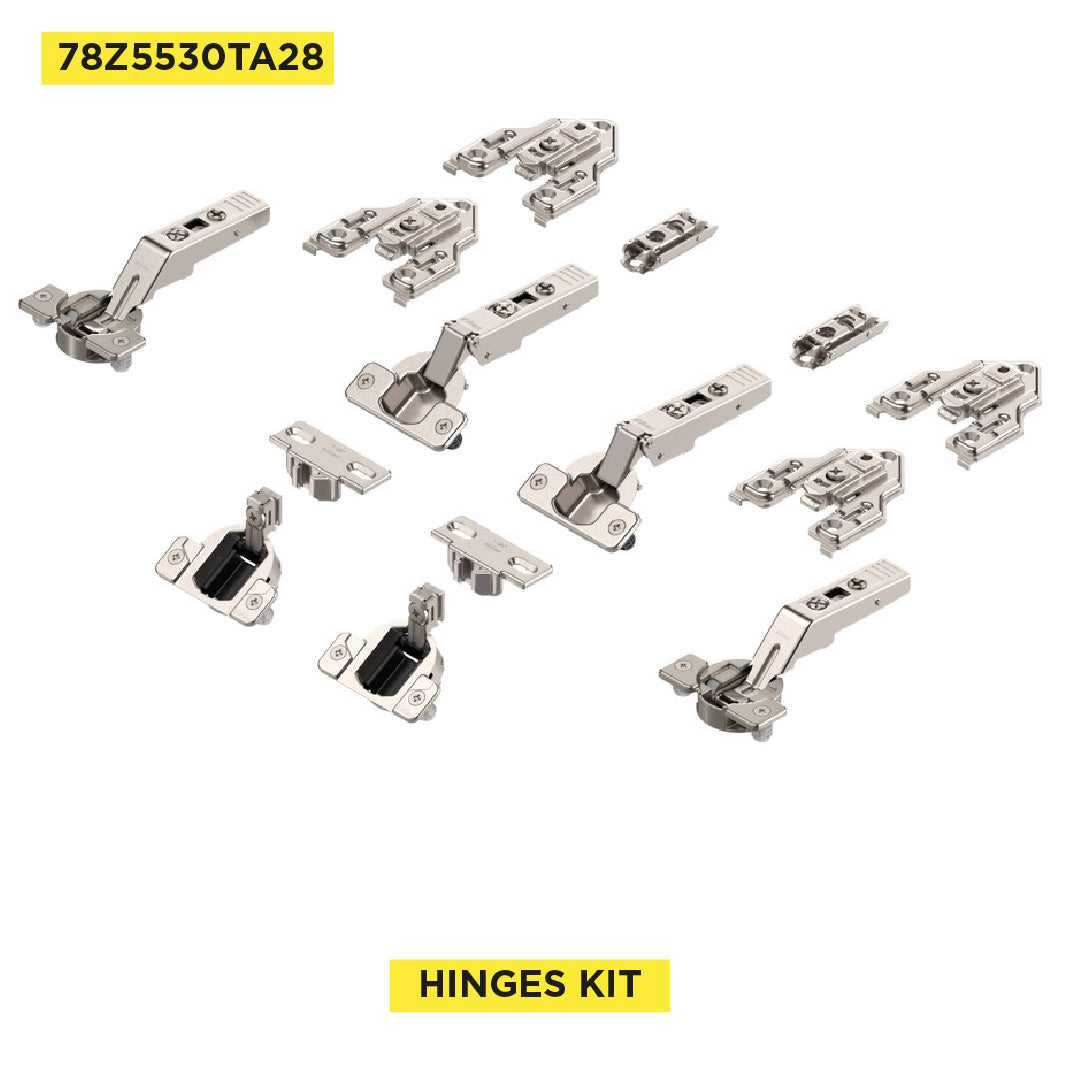 Clip Top Center Hinge Aventos HF 134° (Set), Free Swing, Hinge Cup: Press-In, Nickel-Plated