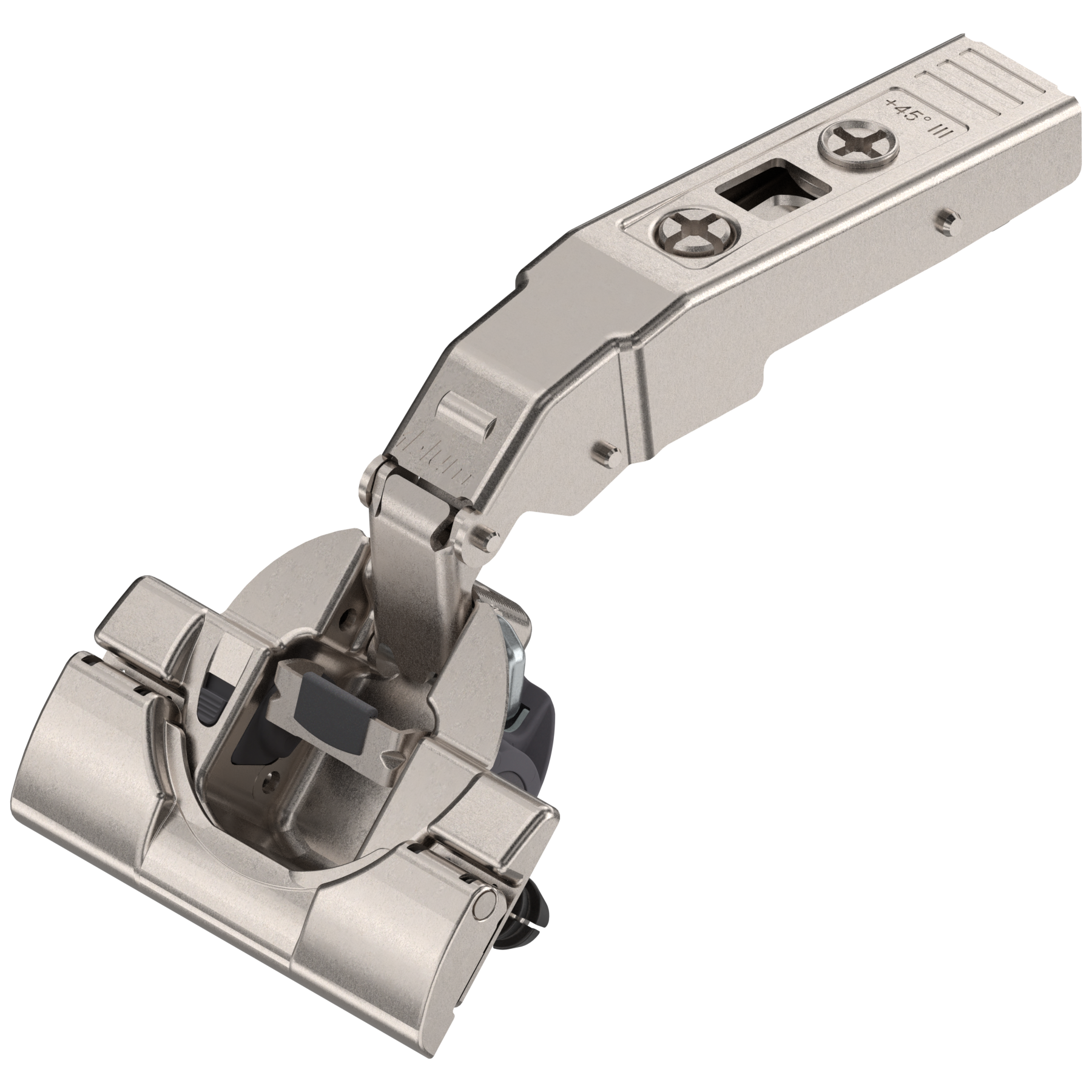 Blum CLIP top BLUMOTION hinges - special applications Angled hinges +45° III Nickel