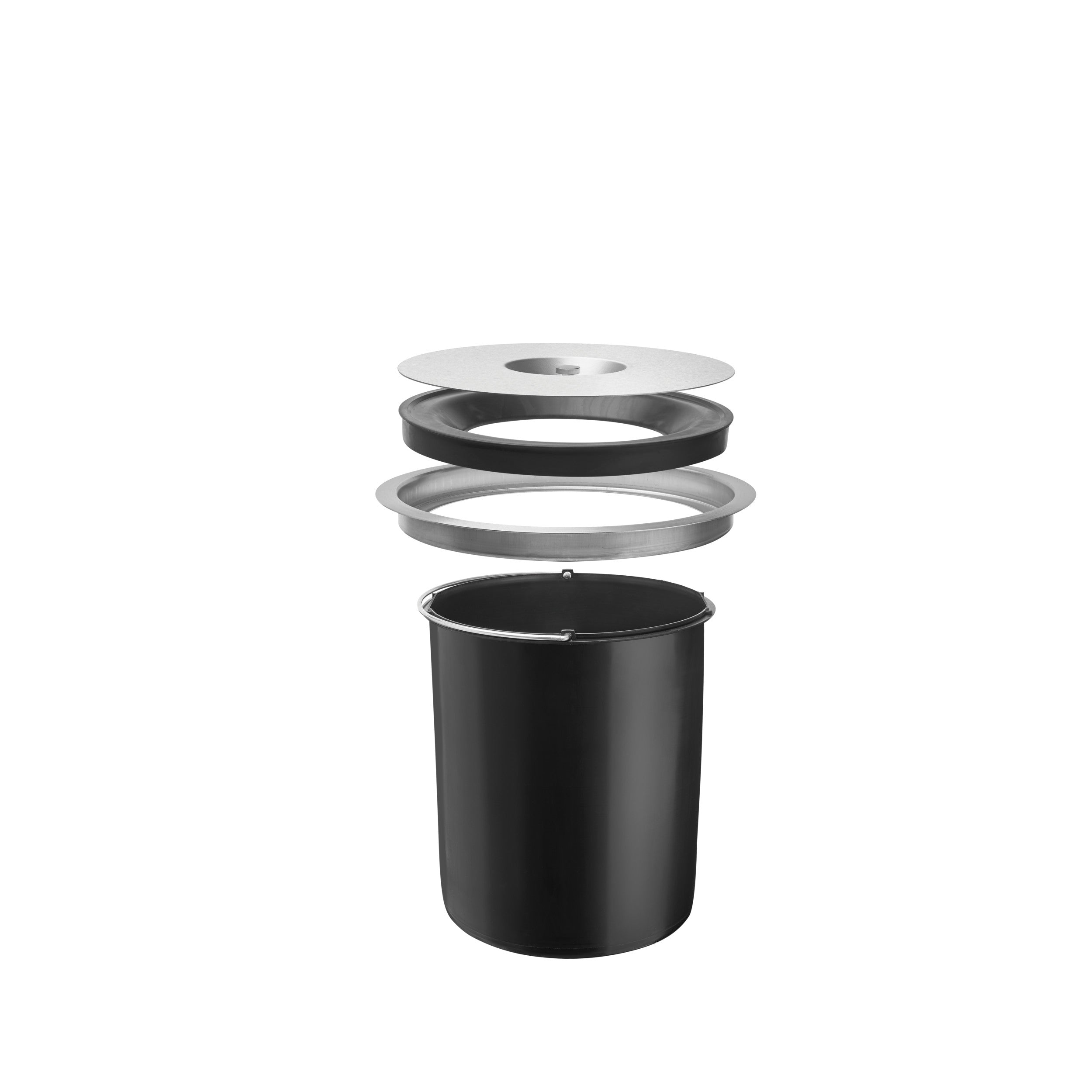 Counter mount Waste Container Stainless  12.25 in (311 mm) W x 12.25 in (311 mm) D x 11.63 in (295 mm) H