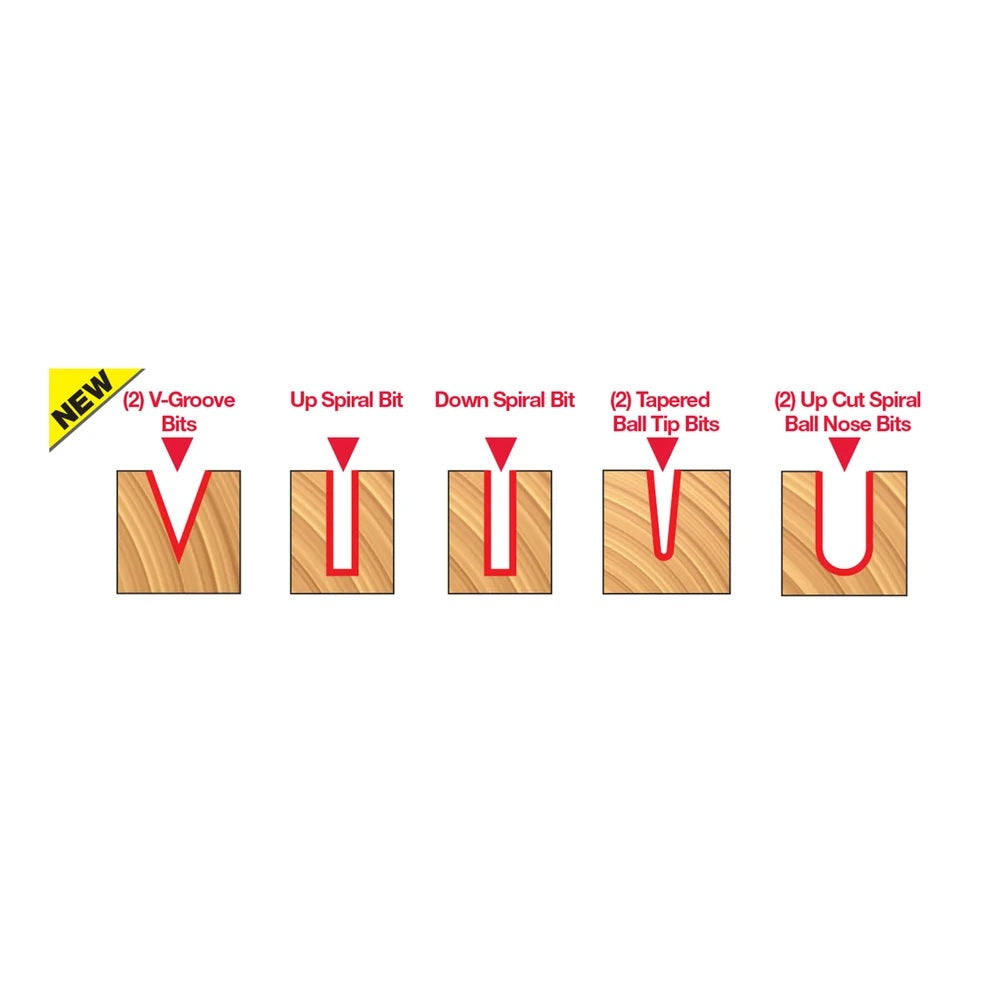8 Piece CNC Router Bit Signmaking Set