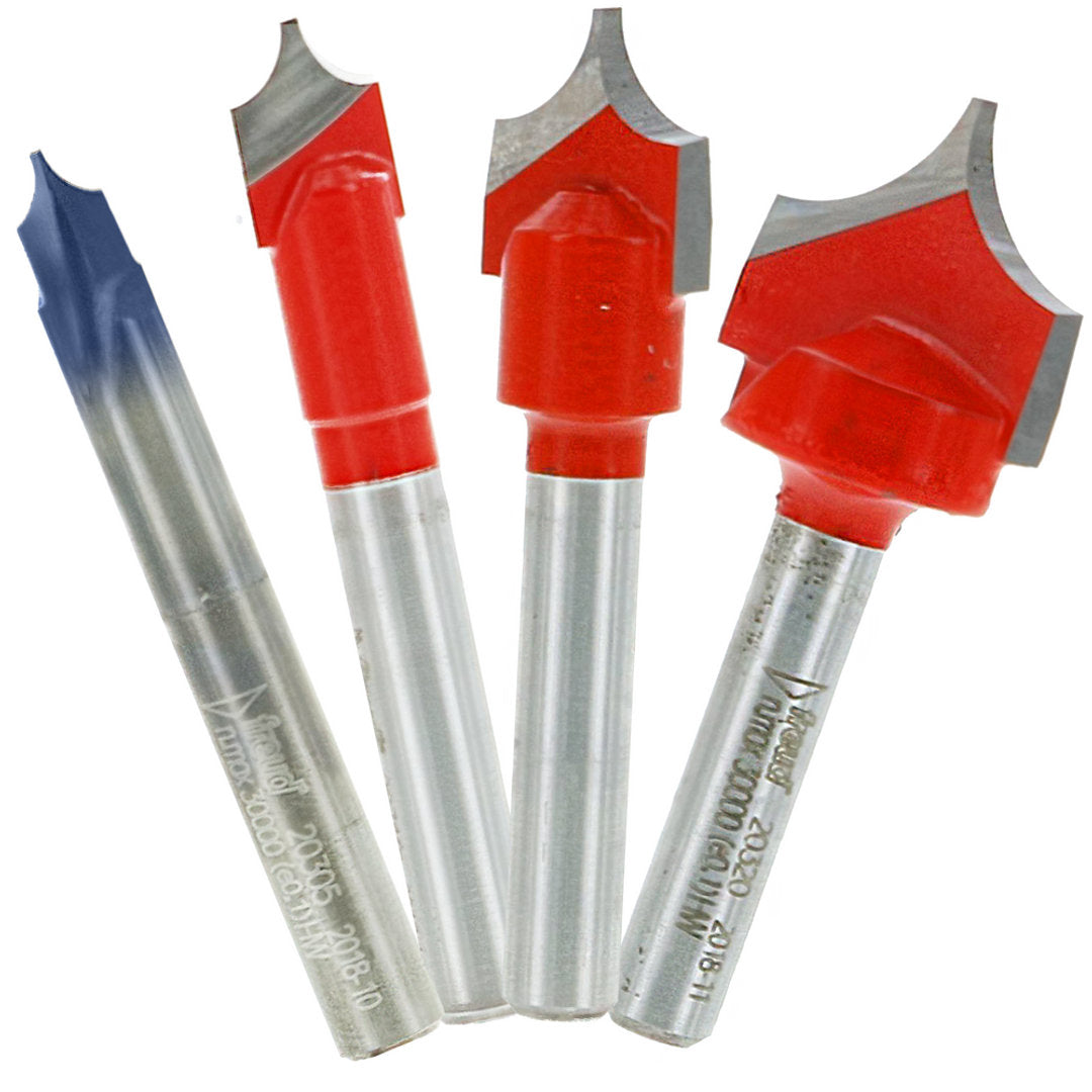 4 Piece Radius "V" Groove Bit Set