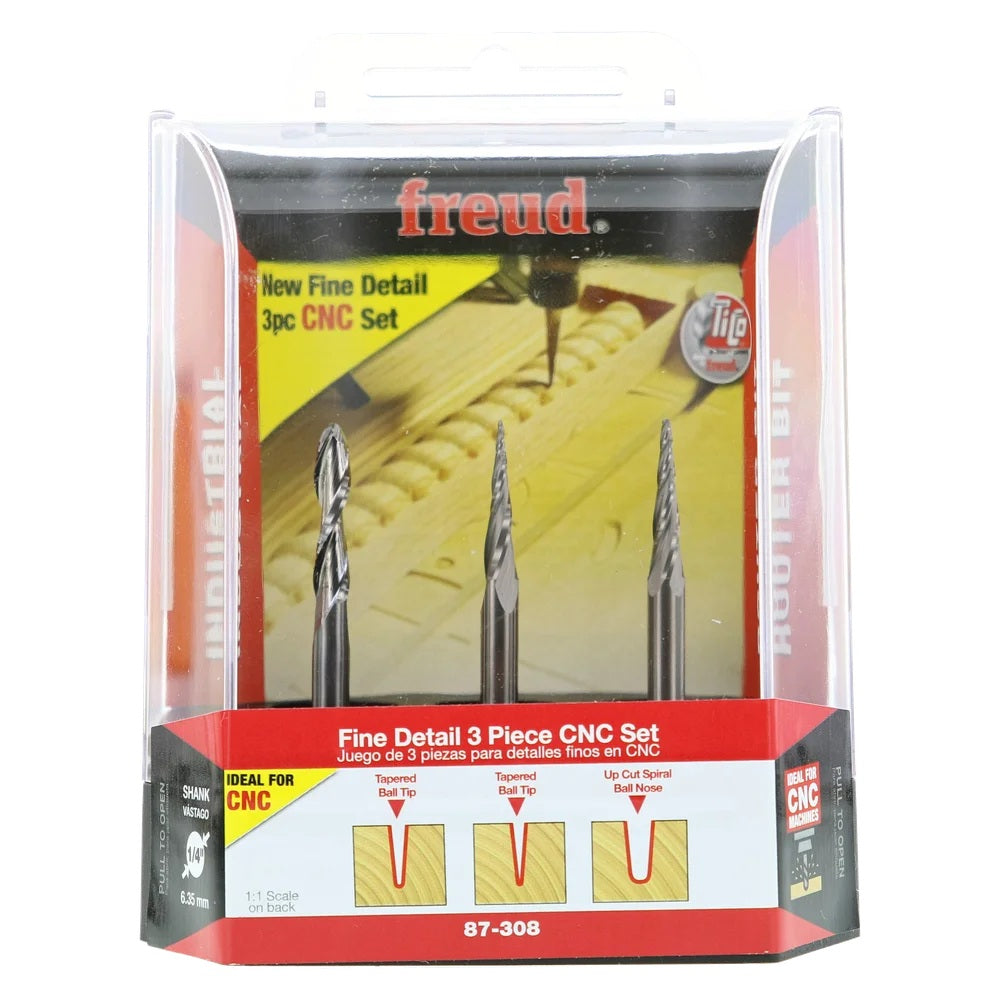 3-Piece CNC Fine Detail Router Bit Set