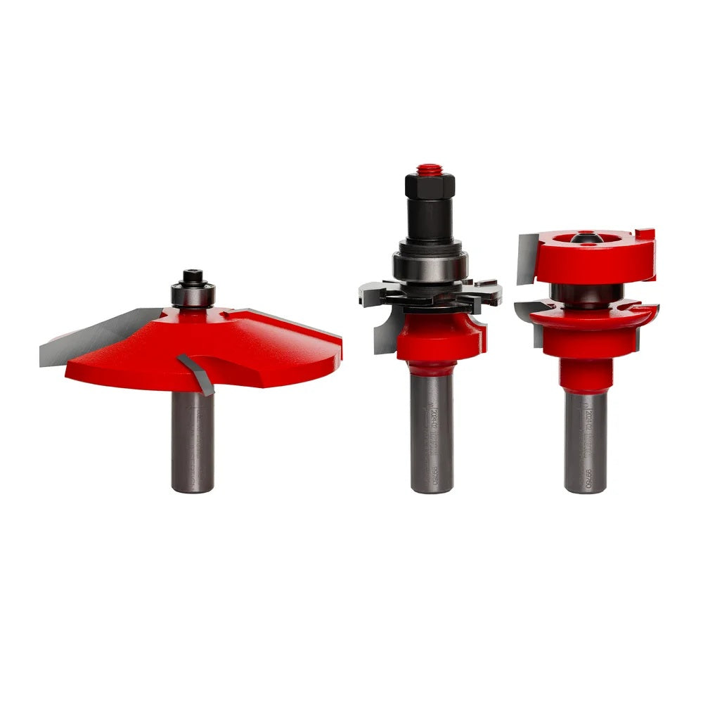 3 Piece Quadra-Cut Premier Adjustable Cabinet Bit Set