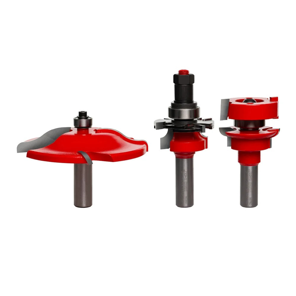 3 Piece Quadra-Cut Premier Adjustable Cabinet Bit Set