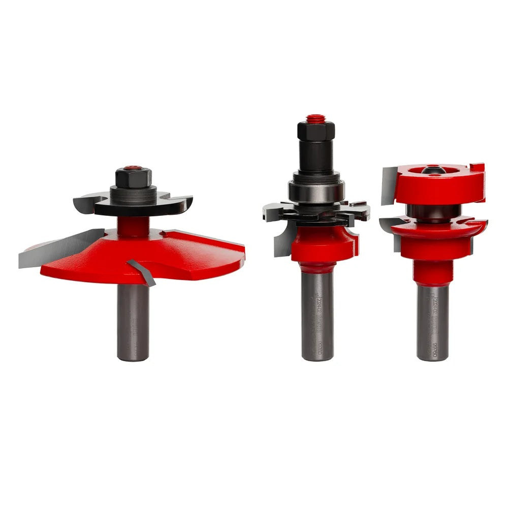 3 Piece Quadra-Cut Premier Adjustable Cabinet Bit Set