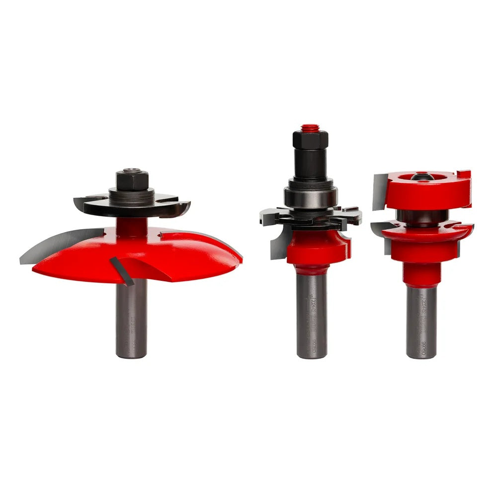 3 Piece Quadra-Cut Premier Adjustable Cabinet Bit Set