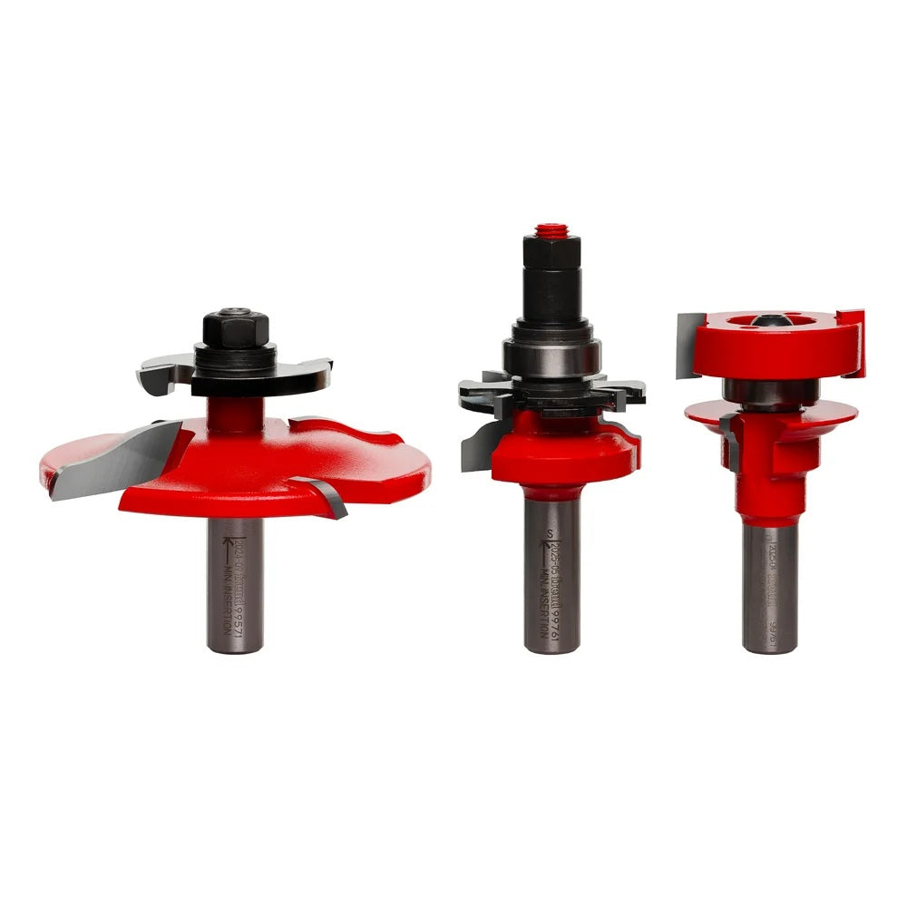 3 Piece Quadra-Cut Premier Adjustable Cabinet Bit Set