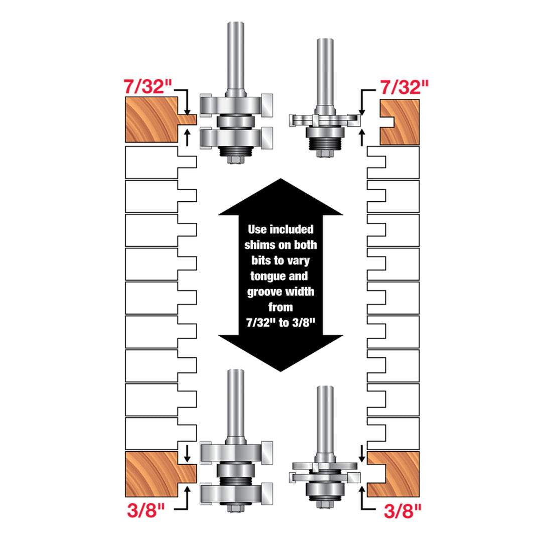 Adjustable Tongue & Groove Bit Set