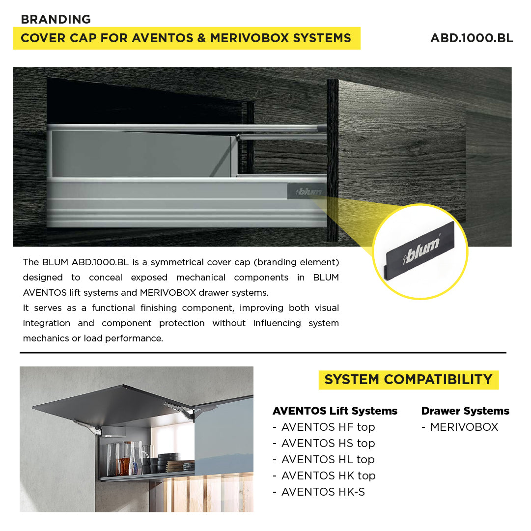 AVENTOS HK top accessories Cover caps BLUM Deep Grey