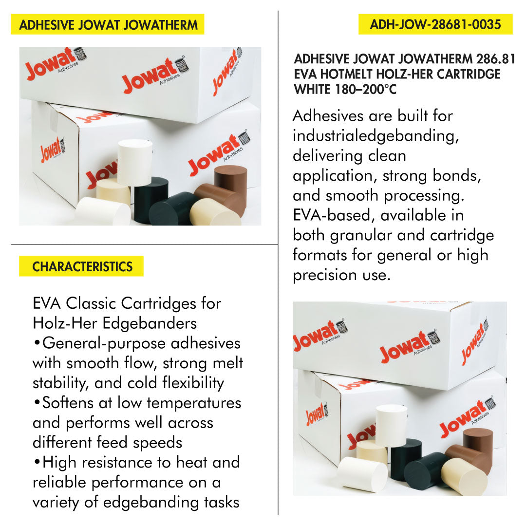 ADHESIVE JOWAT JOWATHERM 286.81 EVA HOTMELT FILLED HOLZ-HER CARTRIDGE WHITE 180?200Â°C