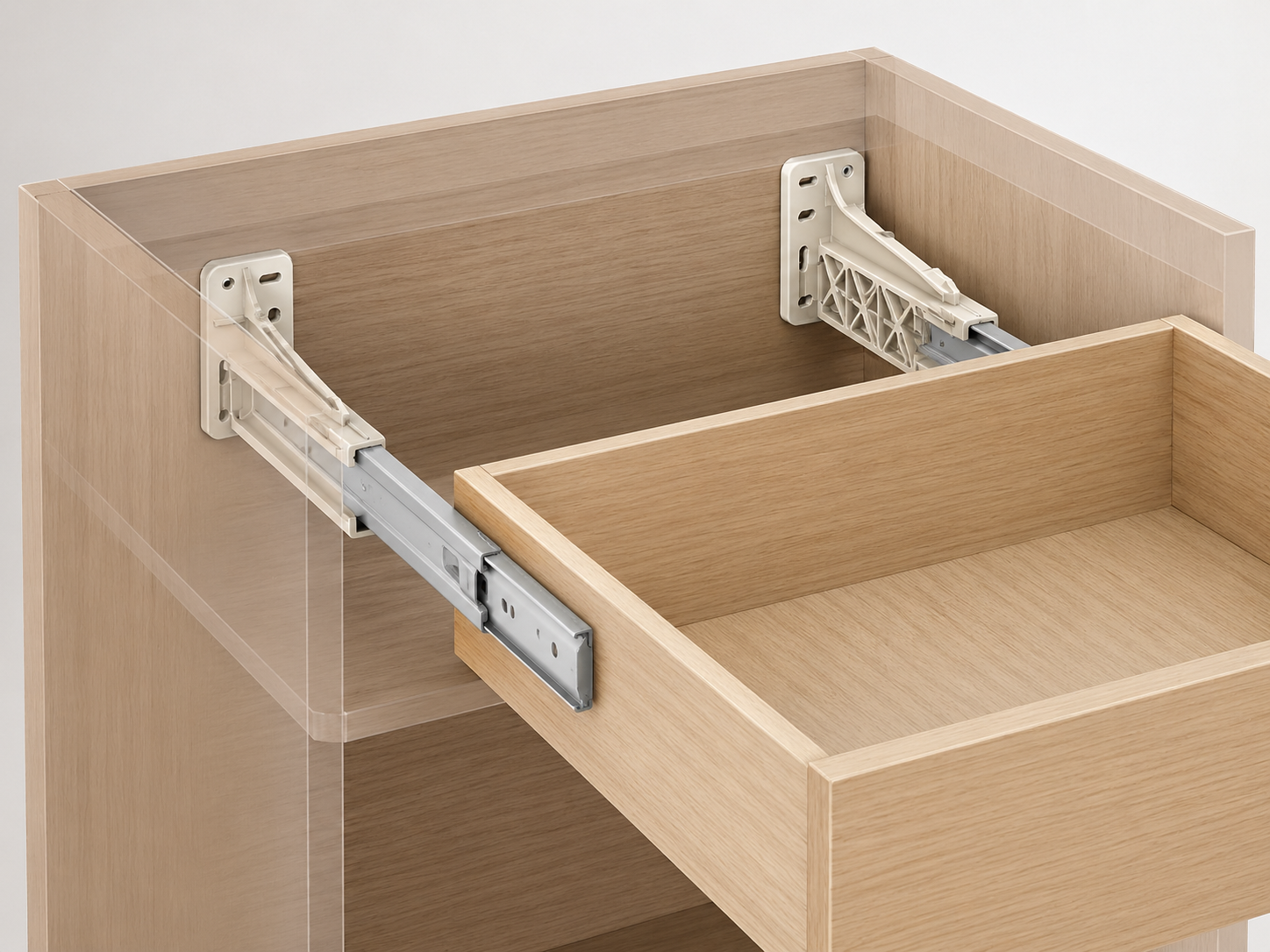 Rear mount sockets for 230M drawer runner R+L Natural Color