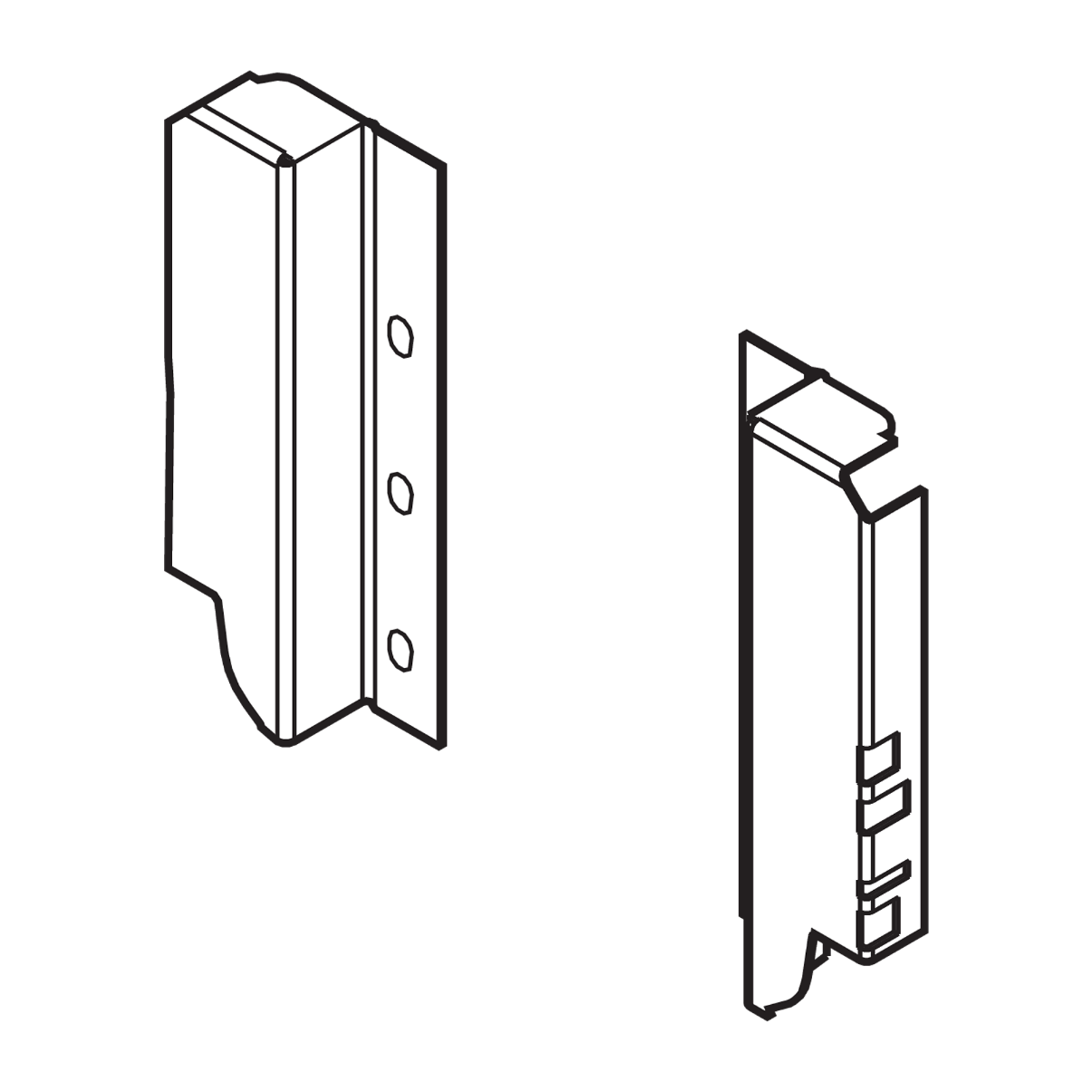 TANDEMBOX Back fixing bracket for wood back Ident R+L White Aluminum