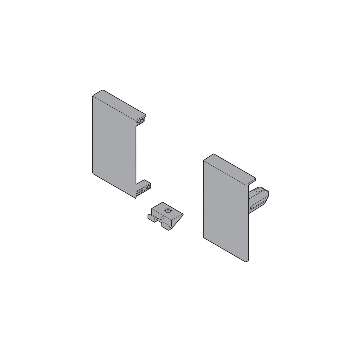 TANDEMBOX Interior front fixing bracket set (nylon) Ident R+L White / Grey