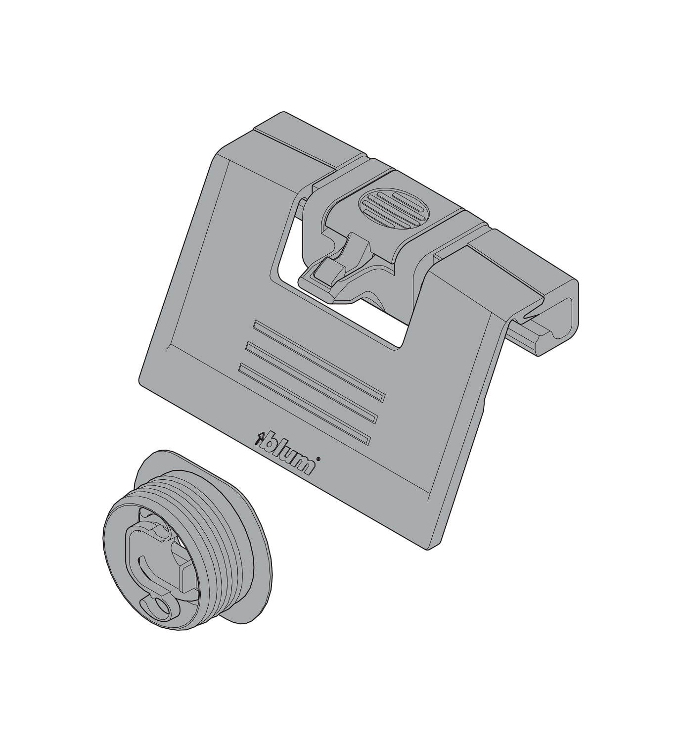 TANDEMBOX Handle for interior roll-out drawer Ident with latch R7037 Dust Grey