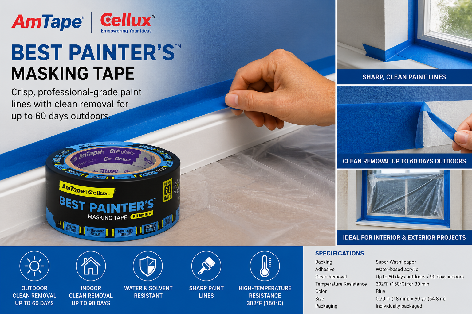 AmTape Best Painter's Masking Tape Blue