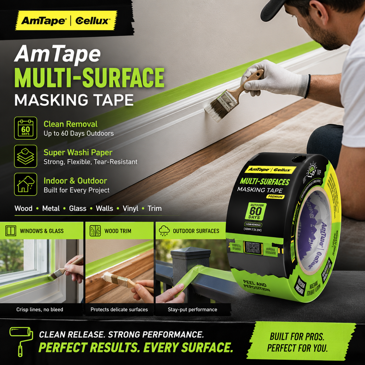 AmTape Multi-Surface Masking Tape Light Green