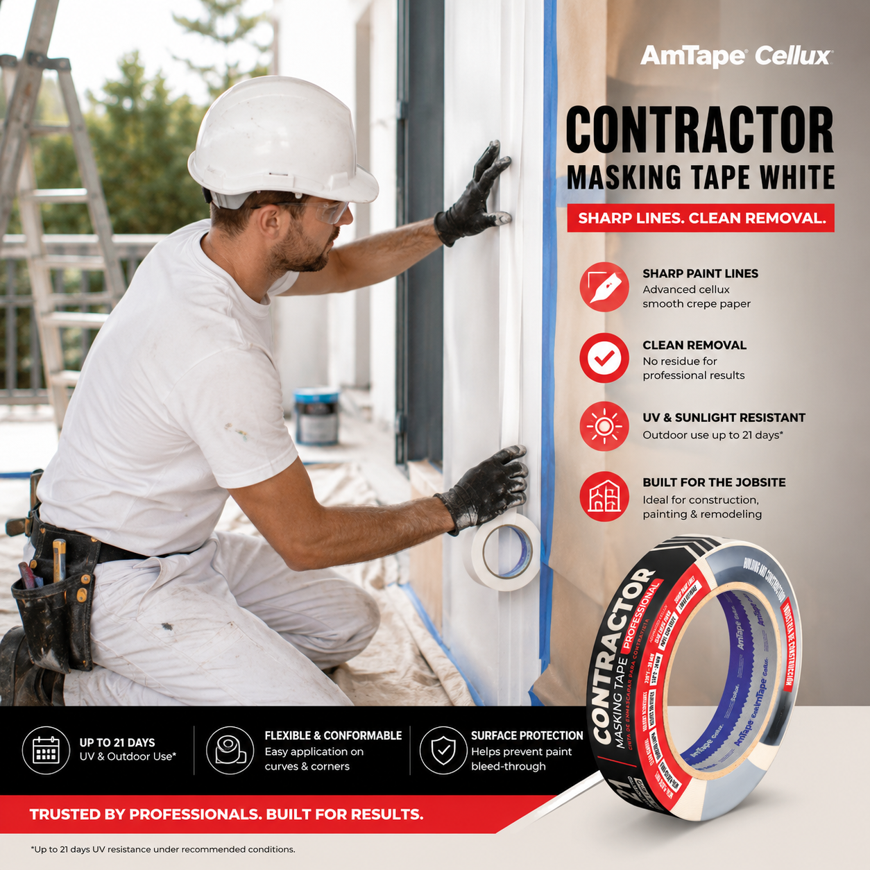 AmTape Contractor Masking Tape White