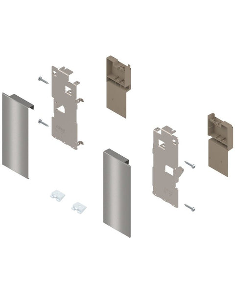LEGRABOX Interior front fixing bracket set (steel) Ident R+L Brushed Stainless Steel — BLUM ZI7.0KI0