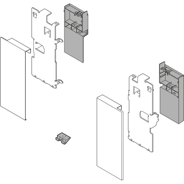 LEGRABOX Interior front fixing bracket set (steel) Ident R+L Orion Grey Matte — BLUM ZI7.0KS0
