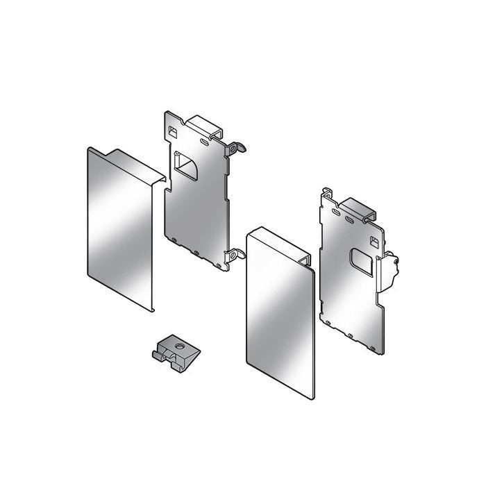 LEGRABOX Interior front fixing bracket set (steel) Ident R+L Brushed Stainless Steel — BLUM ZI7.0MI0