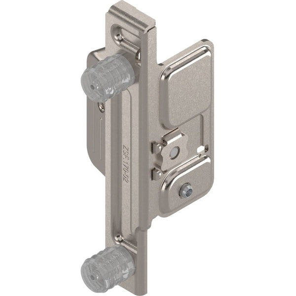 Clip-on front fixing bracket for 320M/K/H & 330M/H METABOX Press-in (Left) Nickel — BLUM ZSF.1300 L