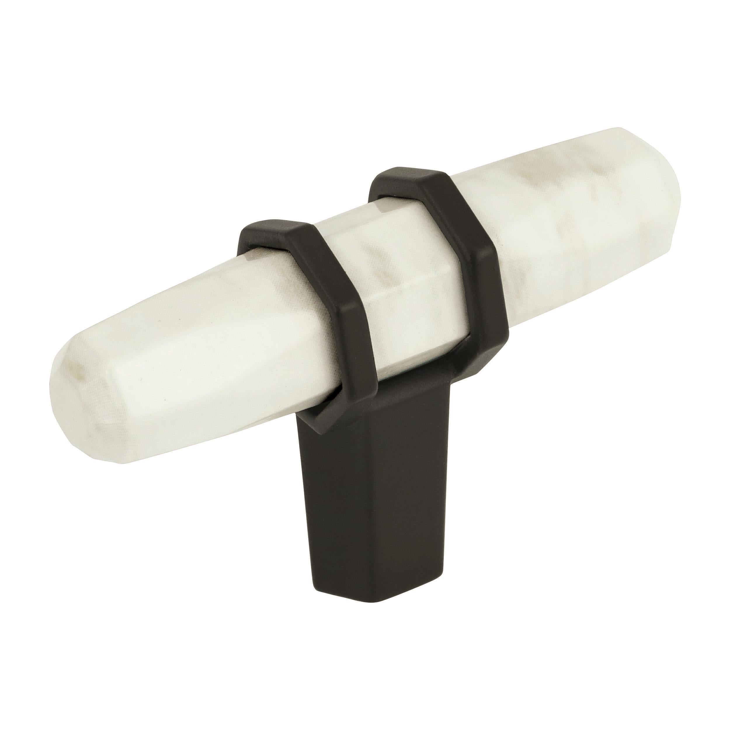 Knob Marble White/Black Bronze 9/16(14) L X 3/8(10) W