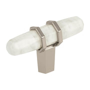 Knob Marble White/Polished Nickel 9/16(14) L X 3/8(10) W