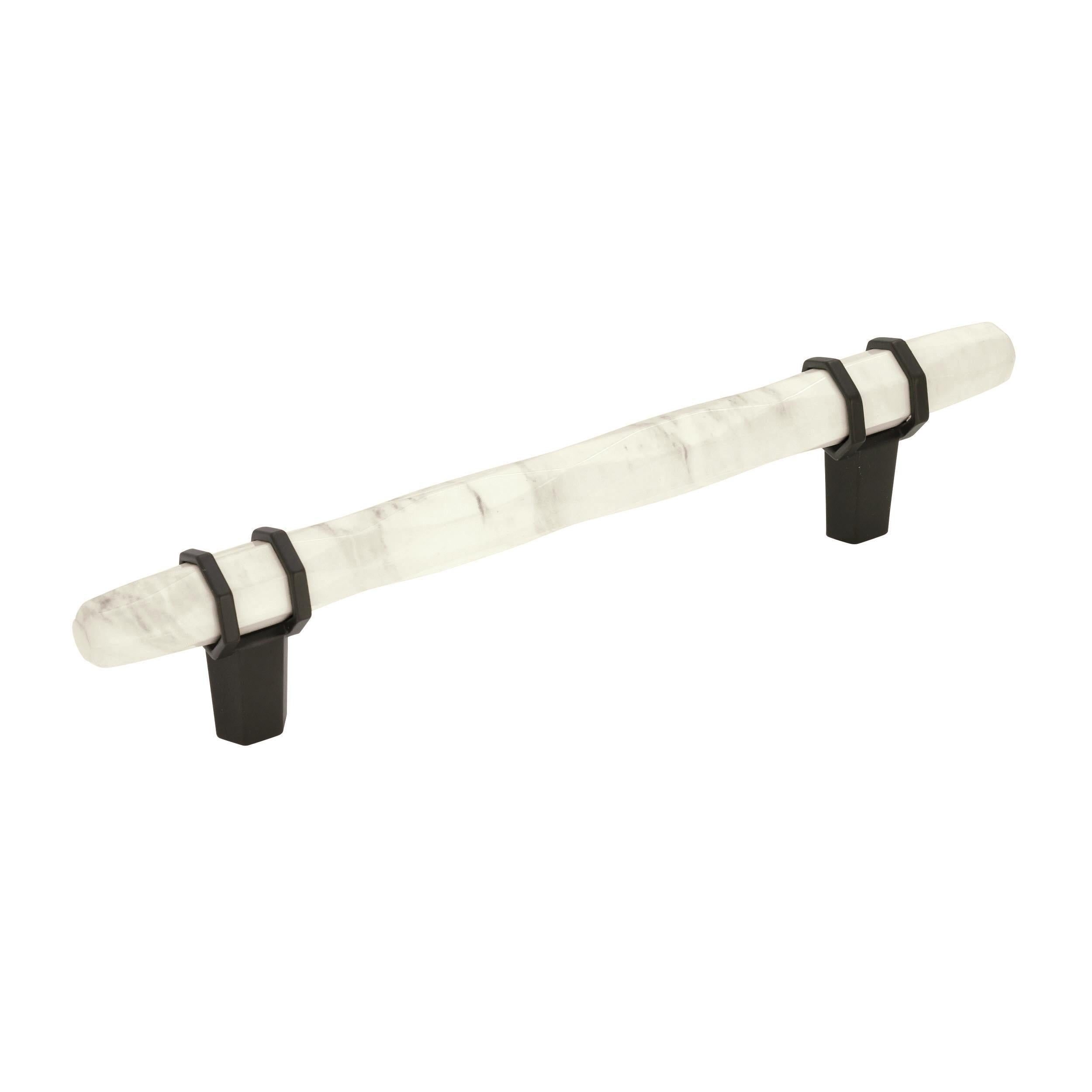 Pull Marble White/Black Bronze 9/16(14) L X 3/8(10) W