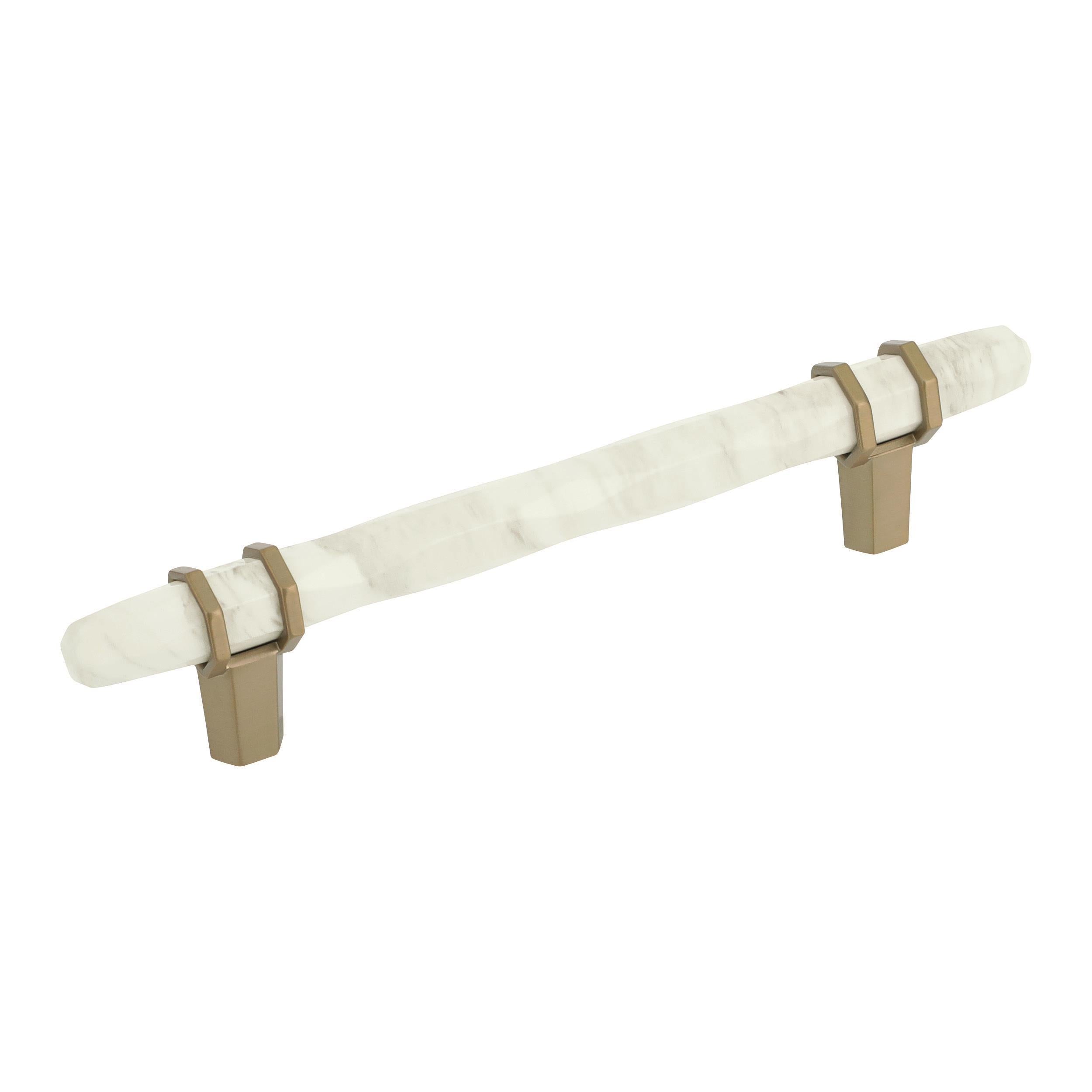 Pull Marble White/Golden Champagne 9/16(14) L X 3/8(10) W