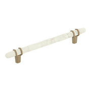 Pull Marble White/Golden Champagne 9/16(14) L X 3/8(10) W