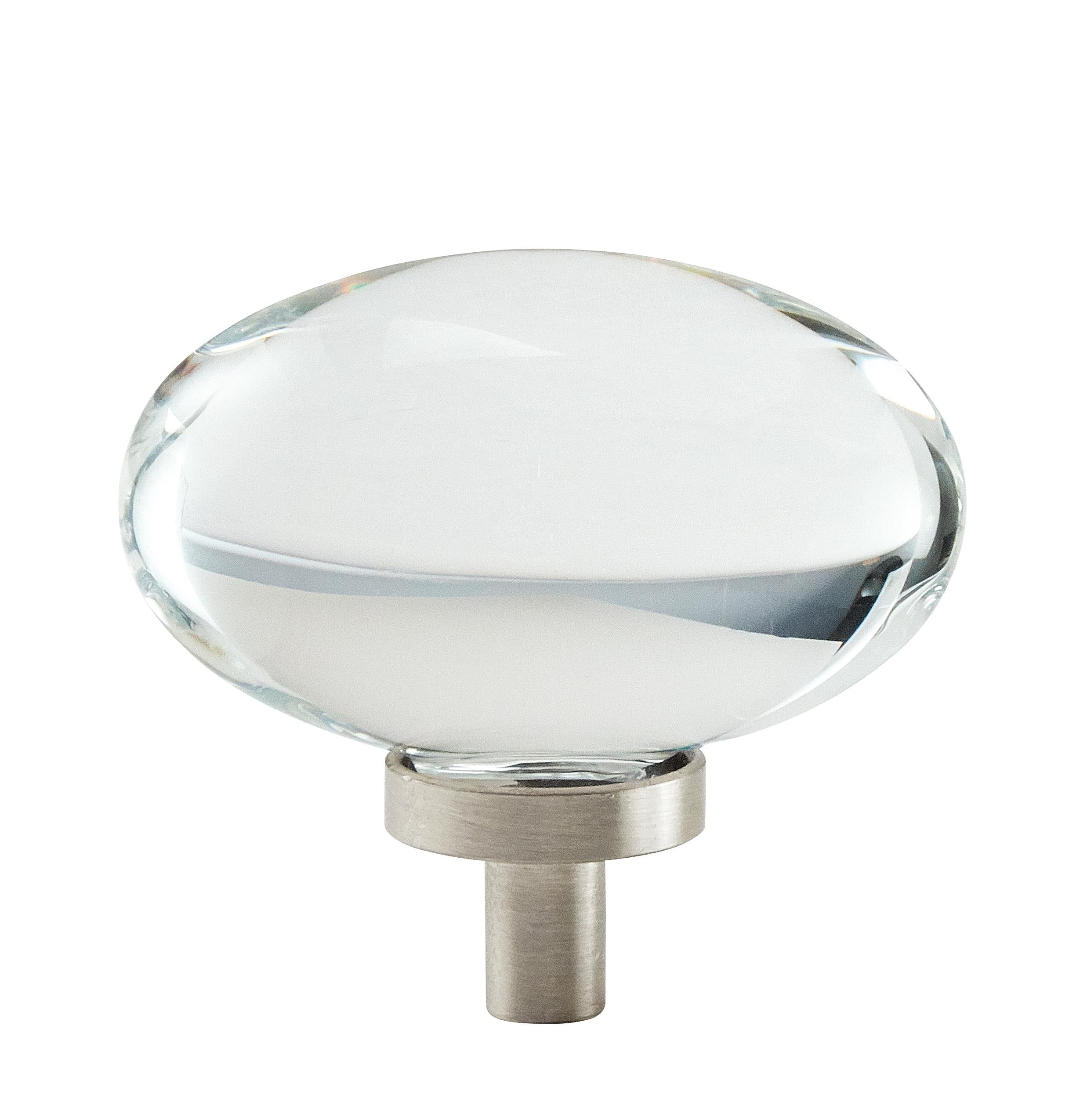 Knob Clear/Satin Nickel  9/16(14) DIA