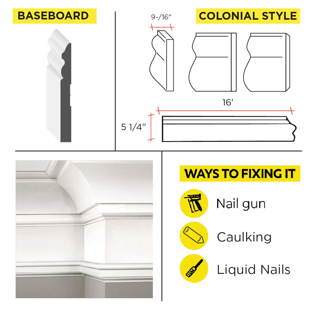 MOULDING M5180P - PRIMED BASEBOARD